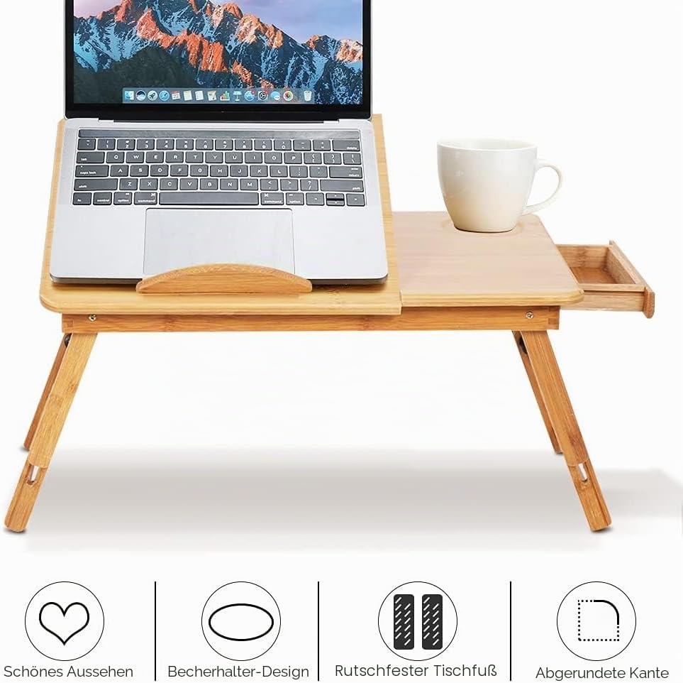 Laptop-Bet-Schreibtisch, 1 Stück, verstellbares Bambus-Regal, Schlafsaal, Bett, Schossschreibtisch,