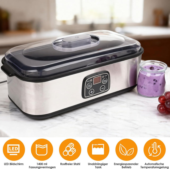 Dreamhigh® Elektrische Joghurtbereiter, Griechische Joghurtmaschine mit 8 Glasbehälter à 180 ml, Jog
