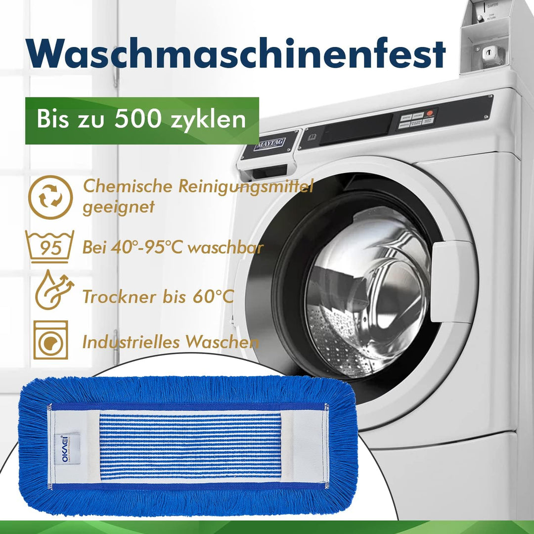 Okaei 10 Stück Wischmopp Bezug (40 cm) - Bodenwischer-Wischbezug zur Trocken- & Nassreinigung - Bode