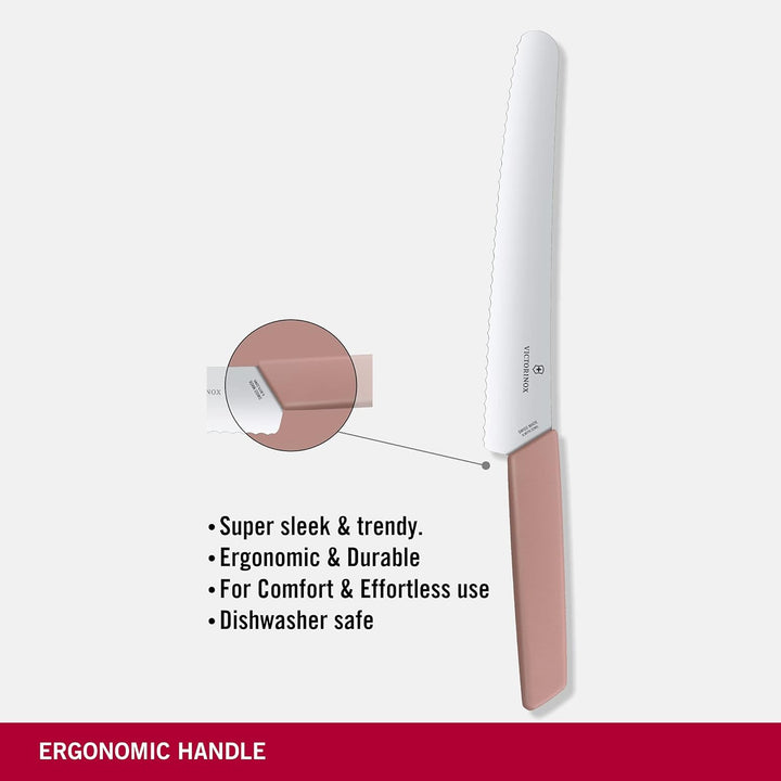 Victorinox, Swiss Modern, Profi Brot- und Konditormesser, Extra Scharfe Klinge, Wellenschliff, 22 cm