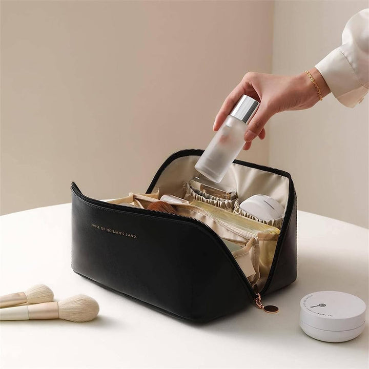 1PCS Make Up Tasche, Reise Kosmetiktasche mit grossem Fassungsvermögen, tragbare wasserdichte Leder
