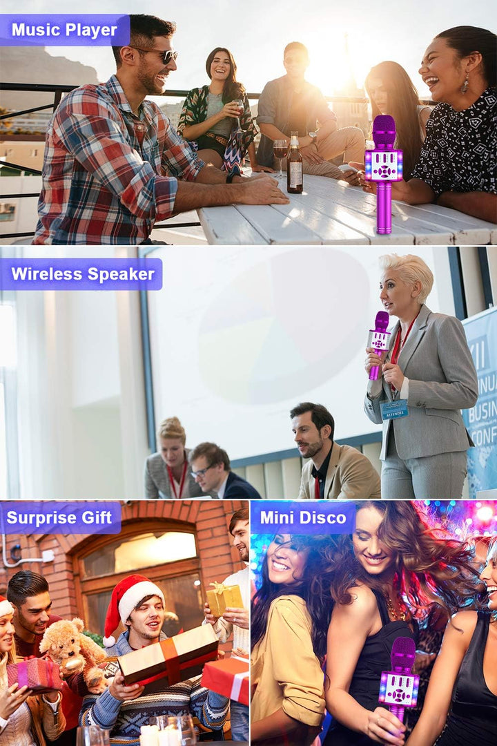 BONAOK Magic Sing Karaoke Mikrofon, Kinder, 4 in 1 Microphone, Drahtloses Bluetooth für die Zuhause