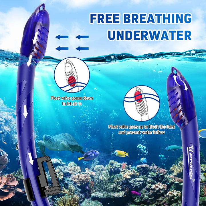 UPhitnis Schnorchelset Kinder mit Flossen,Anti-Fog 180°Panorama Taucherbrille Kinder, Verstellbaren