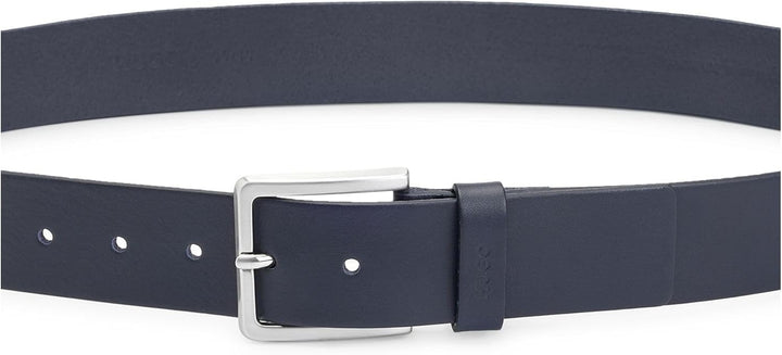 HUGO Herren Gionios Sz40 Ledergürtel mit Narbenprägung und gebürsteten Metalldetails 105 Navy410, 10
