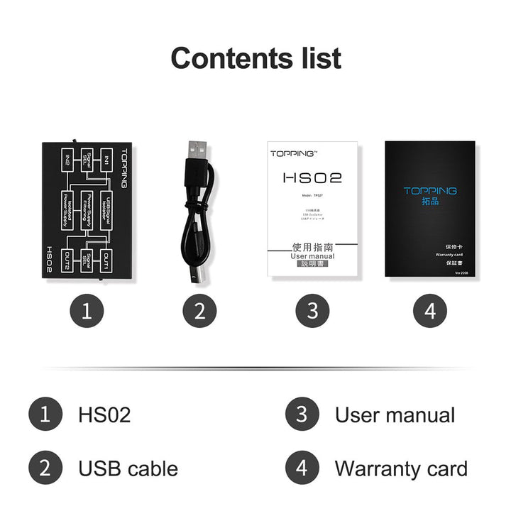 TOPPING HS02 USB 2.0 Audio Isolator USB-B/Type-C Input Type-A/Type-C Output Low Lantency Isolatation