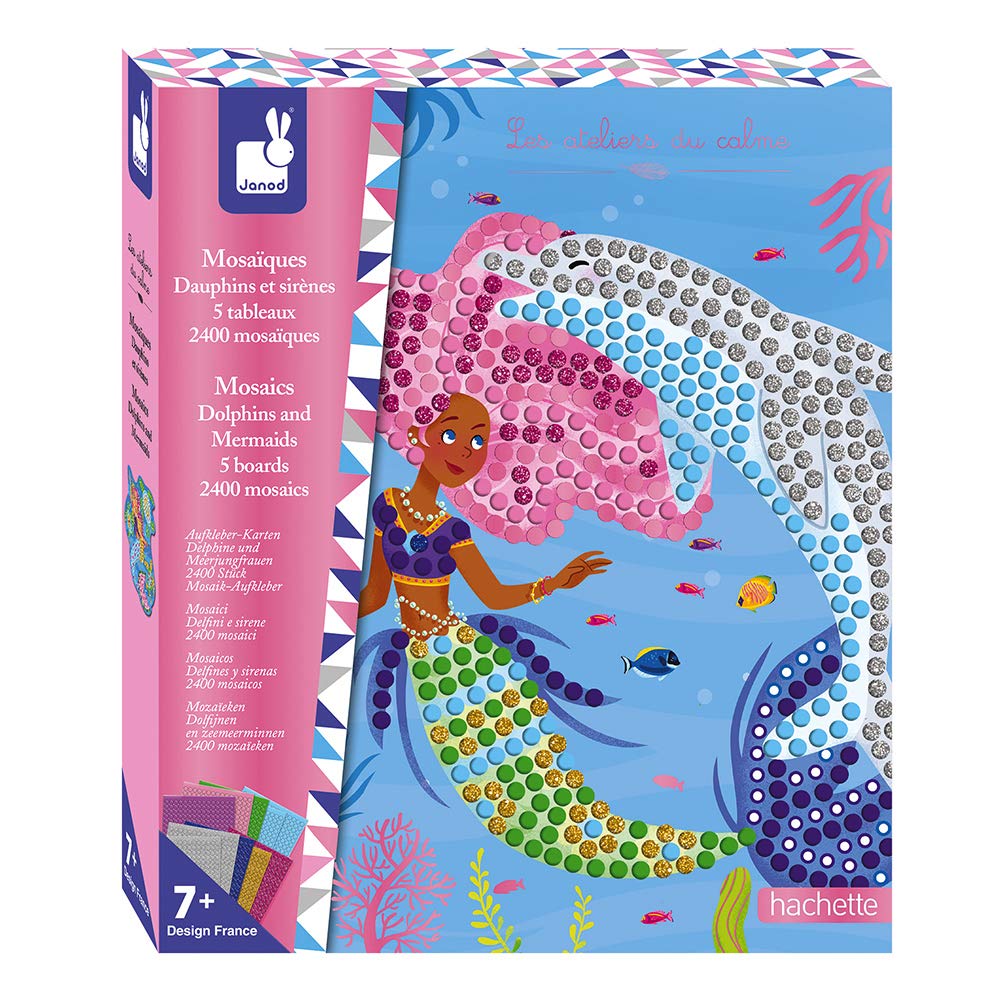 Janod - Mosaik-Set Delfin- und Meerjungfrauen - Les Ateliers du Calme - Set für kreative Freizeitbes