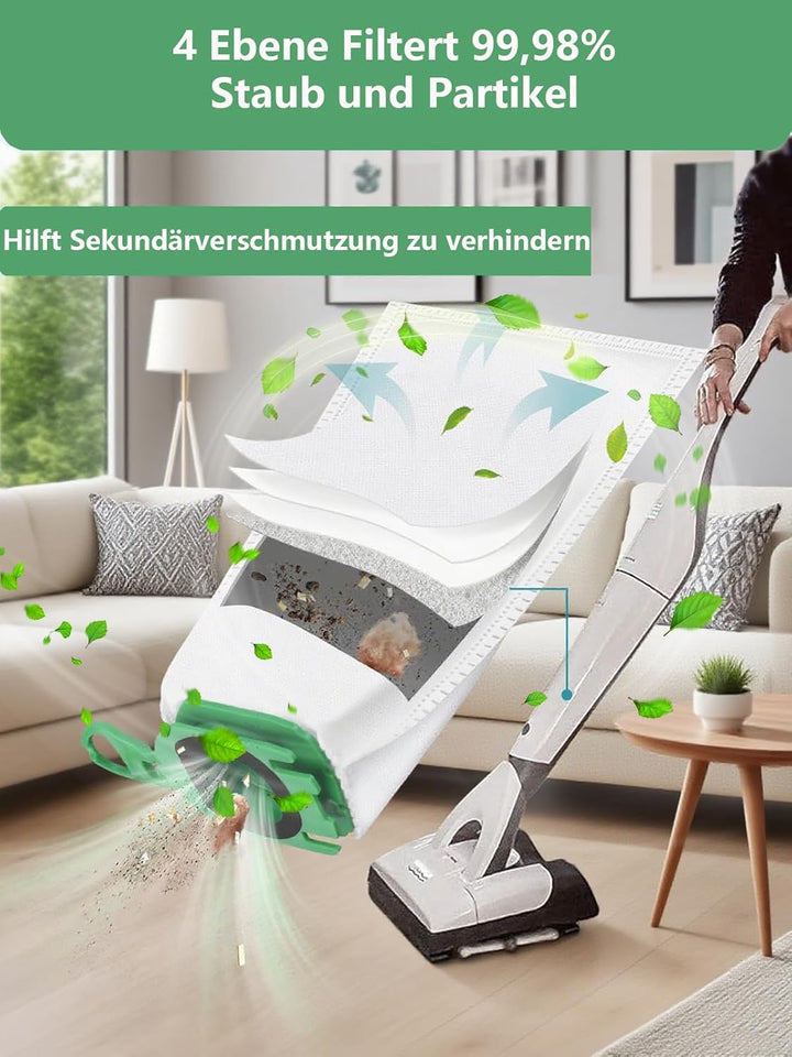 XIANGBIN 12 Stück Staubsaugerbeutel für Vorwerk Kobold VB100 Filtertüten Ersatz Beutel Zubehör Staub