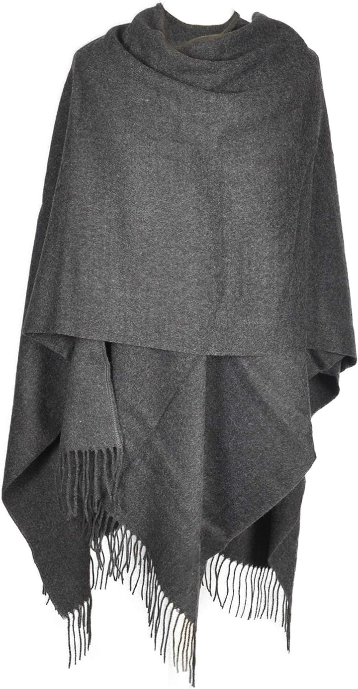 Toutacoo, Grosser Poncho mit Fransen - Damen - 02-grau, 02-grau