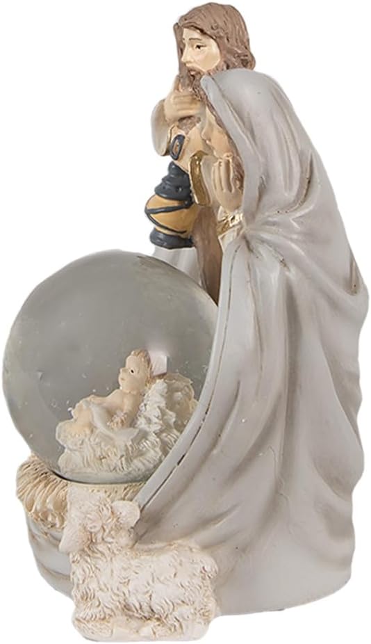 Clayre & Eef Schneekugel 11 cm Grau Polyresin Krippe