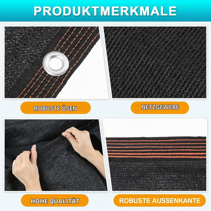 Sonnensegel 2x5 m Garden Shade Net,90% UV-Beständiges Terrassendach Sonnenschutz,Schwarz Schattennet