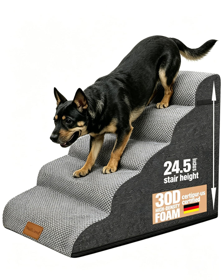 Breiter Hundetreppe 5 Stufen 62cm hoch für Kleine Hunde, Hochdichtem Schaumstoff Haustiertreppe, Was