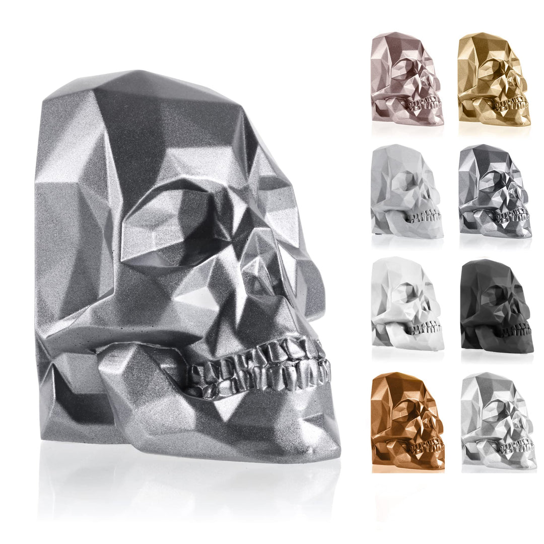 concrette Buchstütze Skull Low-Poly Totenkopf aus architektonischem Beton - Stütze für Bücherregal B