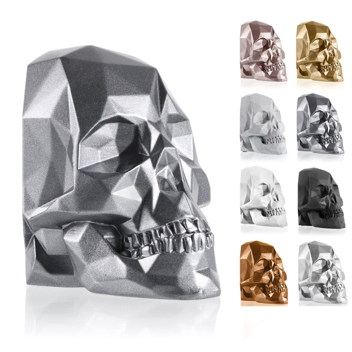 concrette Buchstütze Skull Low-Poly Totenkopf aus architektonischem Beton - Stütze für Bücherregal B