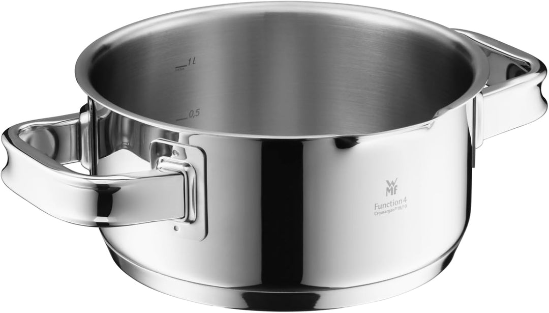 WMF Function 4 Advanced Kochtopf klein 16cm, Glasdeckel, Bratentopf Induktion 1,4l, Cromargan Edelst