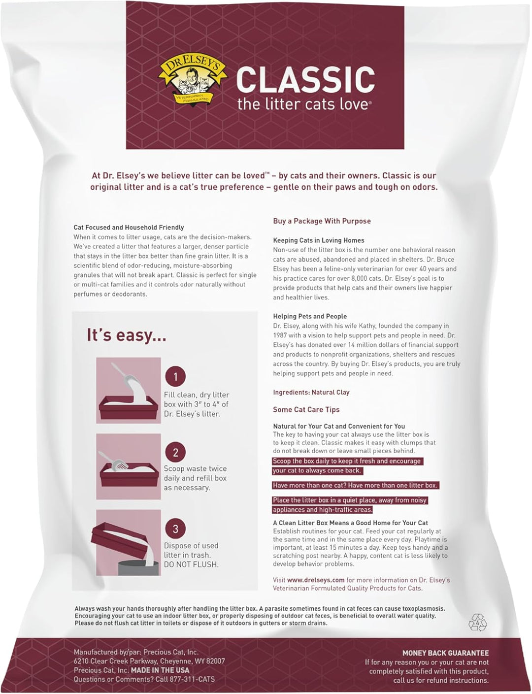 Dr. Elsey's Premium Clumping Cat Litter - Classic - 99.9% Dust-Free, Low Tracking, Hard Clumping, Su