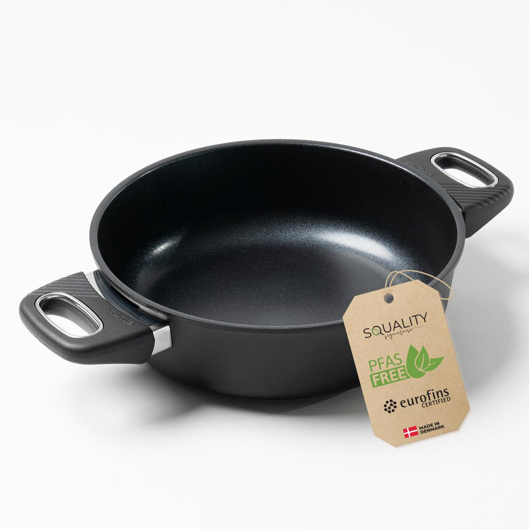 Premium Sauteuse Pfanne 24 cm Doppelgriff – PFAS-freie Antihaft Pfanne aus Dänemark | Ofenfest bis 2