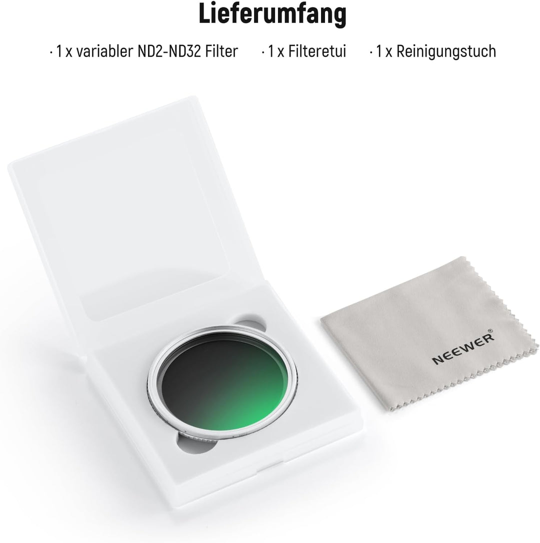NEEWER 67mm variabler ND Filter Graufilter, einstellbarer ND2-32 (1-5 Stop), mehrfachvergütet HD Opt