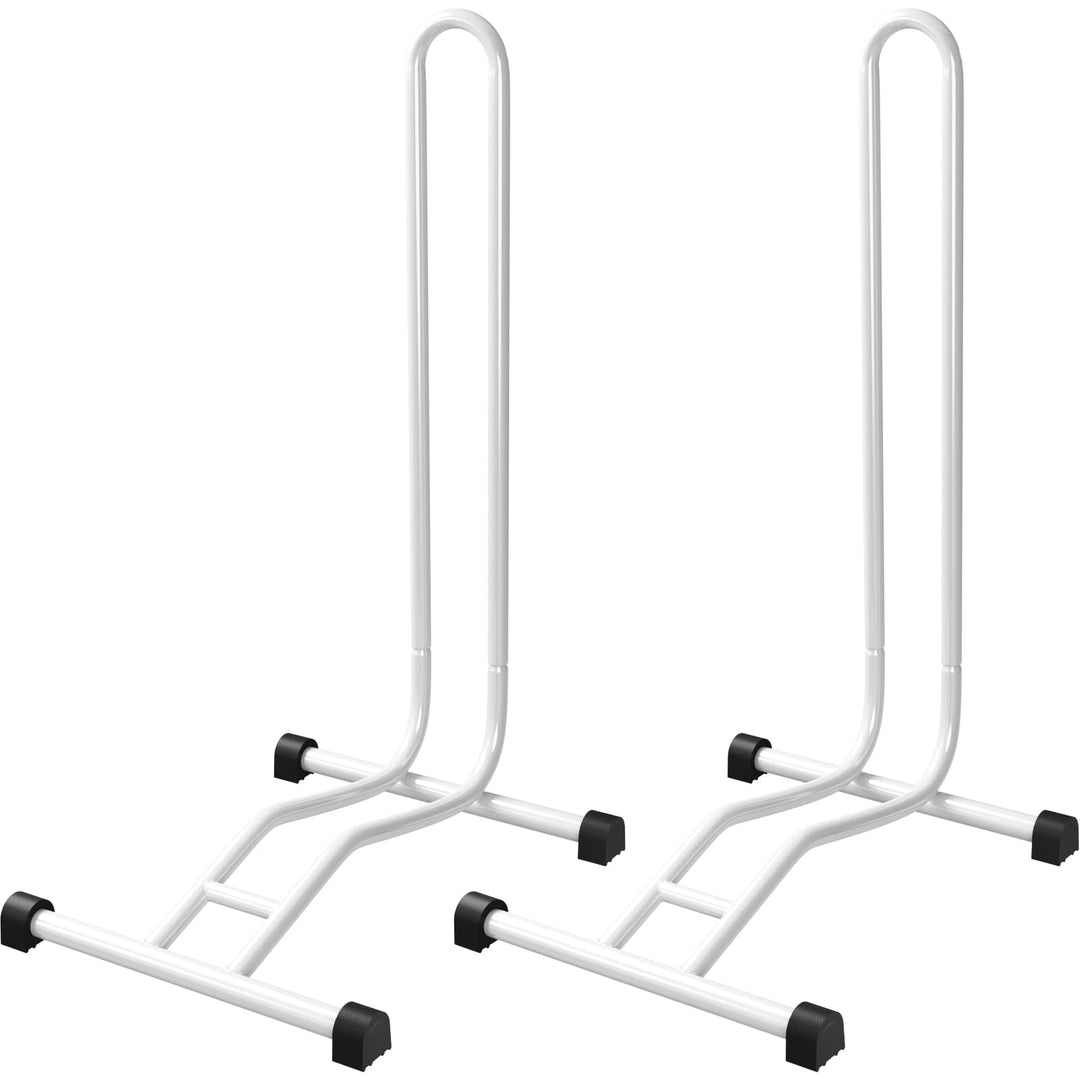 2 x WELLGRO® Fahrradständer - Stahl, sicherer Stand - Farbe weiss