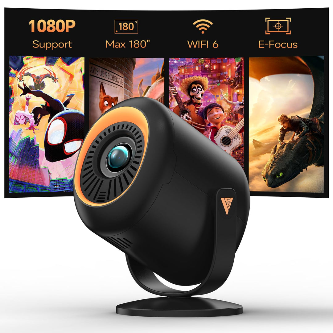 Mini Beamer 4k Heimkino, tragbarer Projektor Native 1080P Unterstützung 4K mit um 180° verstellbarem
