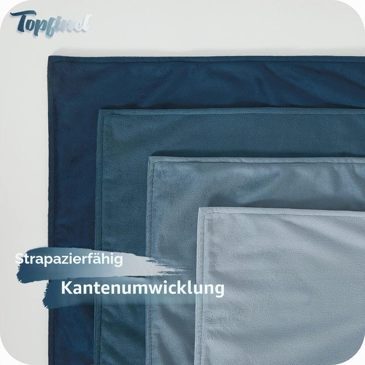 Topfinel 40x40 Kissenbezug blau 4er Set Samt Kissenbezüge Kissenhülle Dekokissenbezug sofakissen dek