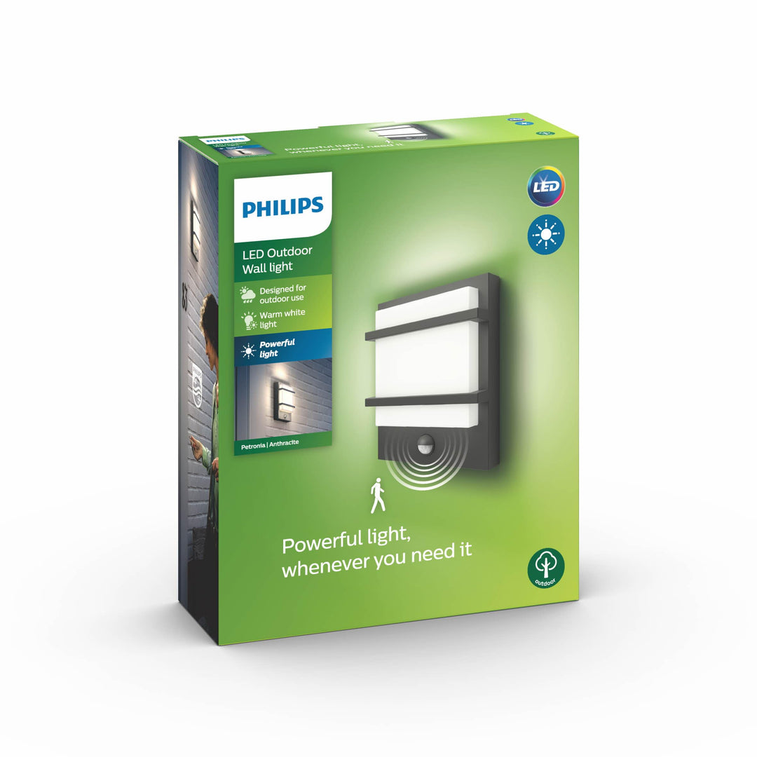 Philips myGarden LED Petronia Wandaussenleuchte mit Bewegungsmelder, Anthrazit Mit Bewegungssensor,