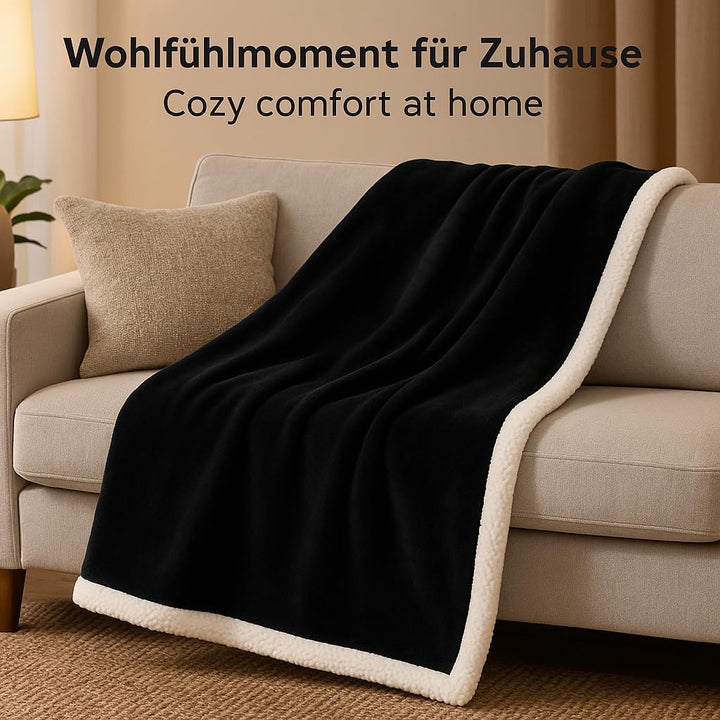 Betz Luxus Flanell Sherpa Kuscheldecke Flauschig Sofa Fleecedecke Verona - Wohndecke XXL Warm Sofade