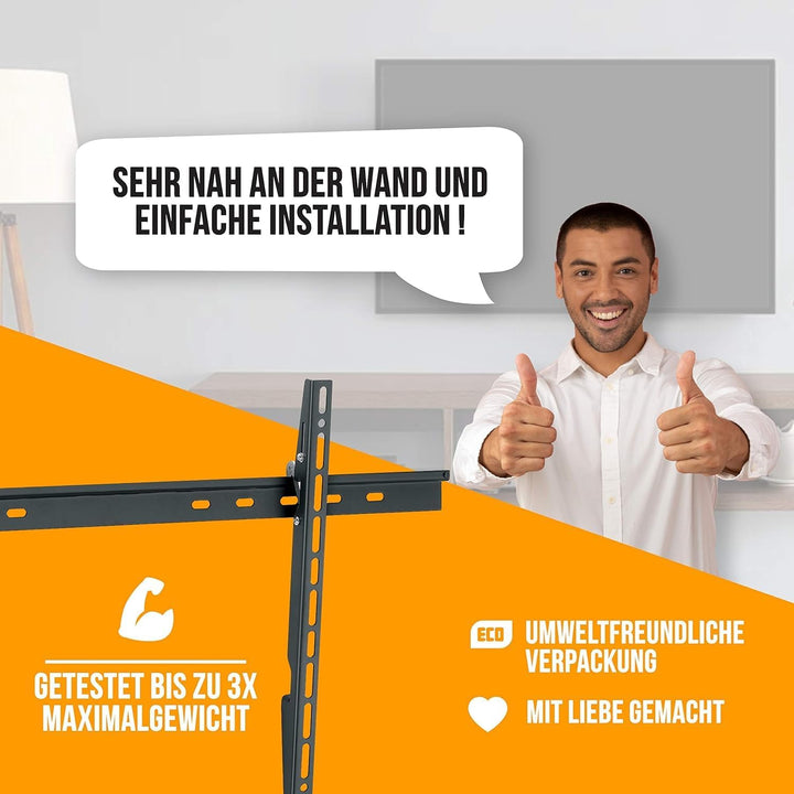 Nanook Flache und Neigbare TV-Wandhalterung für 40–80 Zoll Fernseher – Neigbar für TVs bis 65 Zoll,