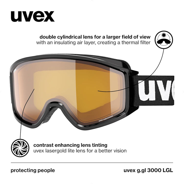 uvex g.gl 3000 LGL - Skibrille für Damen und Herren - konstrastverstärkend - vergrössertes, beschlag