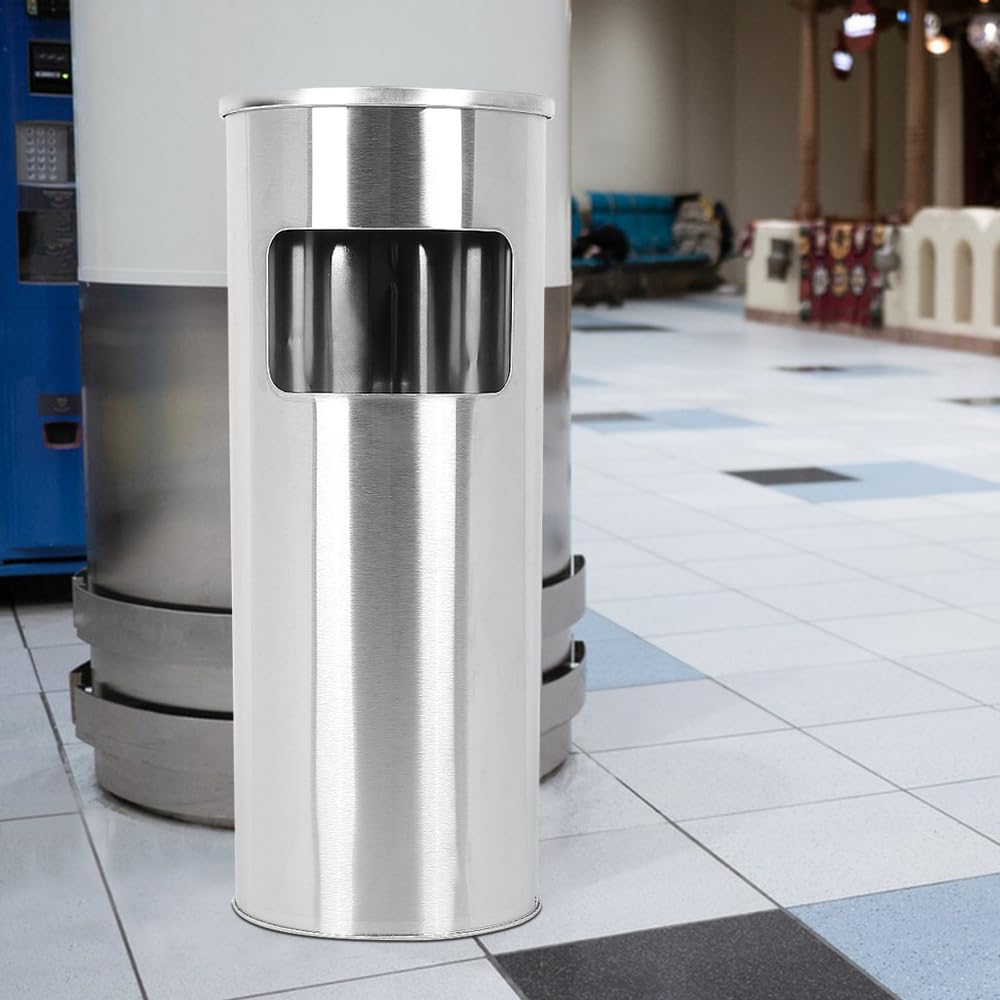 Aschenbecher für den Aussenbereich mit Mülleimer aus Edelstahl, 30 l, Abfalleimer, Standaschenbecher