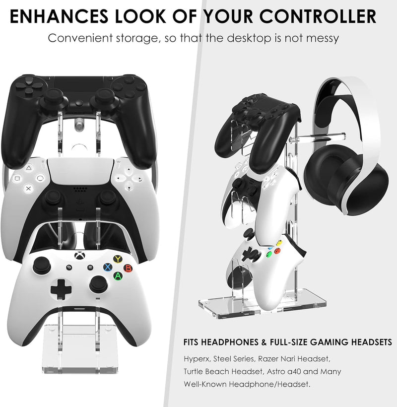 Linkidea Universal 3-Tier-Controller-Ständer und Headset-Ständer, Controller-Zubehör mit Kristallstr