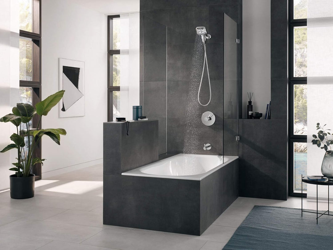 GROHE 26605000 Regendusche SmartActive Handbrause - 3 Sprühstösse, 1,75 gpm, Starlight Chrom Quadrat