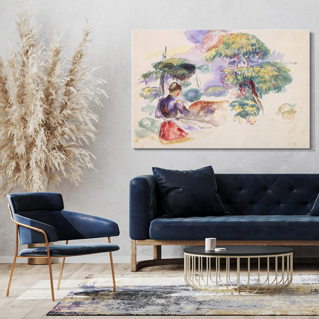 Printed Paintings Leinwand (100x70cm): Auguste Renoir - Landschaft mit einem Mädchen 100x70 cm, 100x