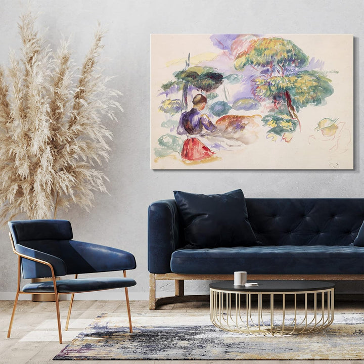 Printed Paintings Leinwand (100x70cm): Auguste Renoir - Landschaft mit einem Mädchen 100x70 cm, 100x