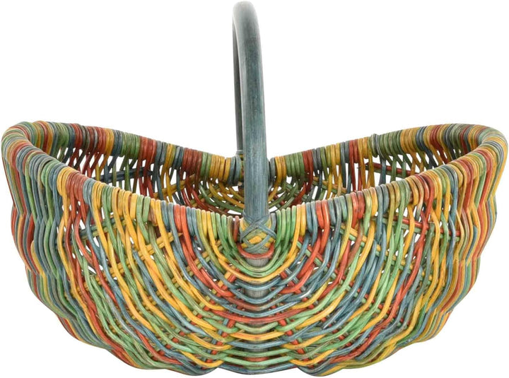Einkaufskorb/Bügelkorb/Shopper aus echtem Rattan, Henkel- Trage-Korb leicht und stabil (Bunt (Rot, B