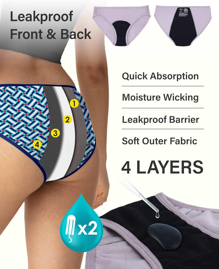 Neione Periodenunterschwäsche Menstruation Unterhosen Perioden Unterwäsche Damen Brazilian Slip XS 3
