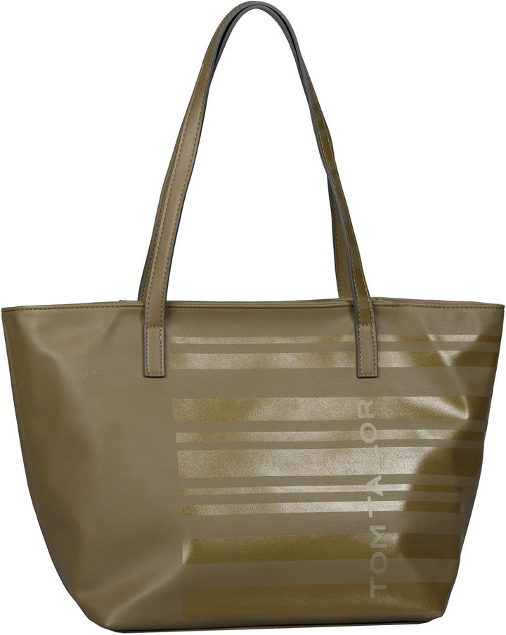 TOM TAILOR Damen Miri Stripe Print Shopper, 42x20x28 Sage, Sage