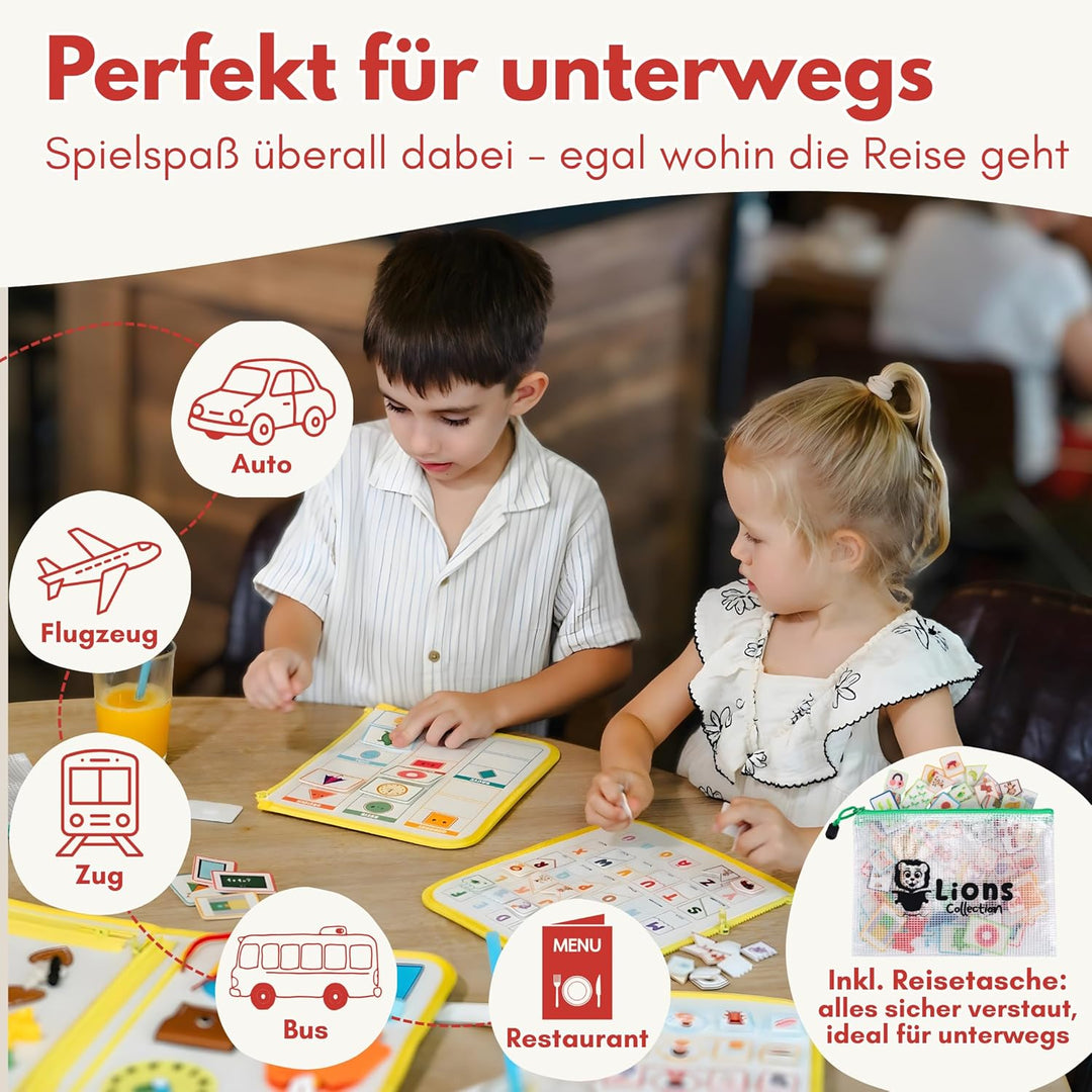 Lion’s Collection Montessori Busy Board Deutsch ab 3 Jahre – Busy Book & Activity Board für Kinder –