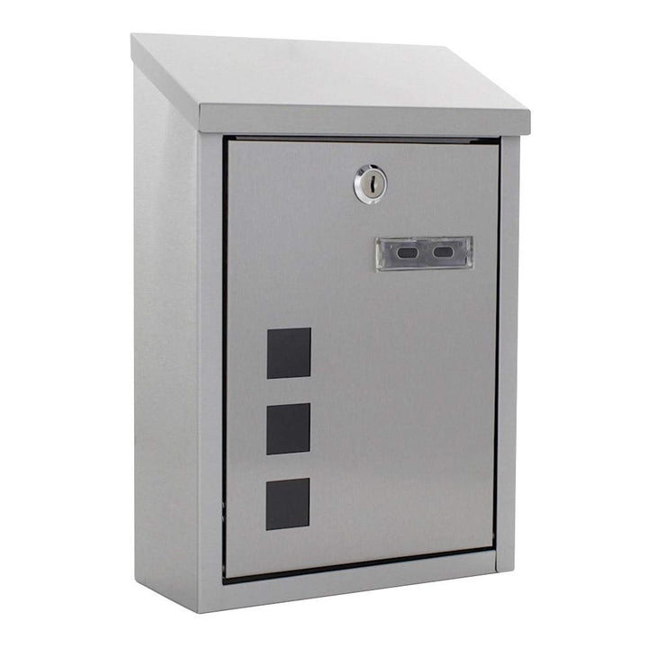 Profirst Mail PM 760 Briefkasten Edelstahl Silber Zylinderschloss 2 Schlüssel Sichtfenster Namenssch