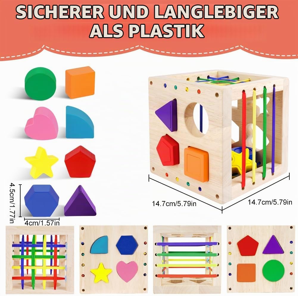 Ainiv Formsortierwürfel, Sortierspiel Montessori Steckwürfel, Baby Sensorische Spielzeug, Motorische