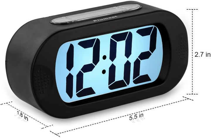 Plumeet Einfach Einzustellen, Grosser Digitaler LCD-Reisewecker, Mit Schlummermodus und Nachtlicht,