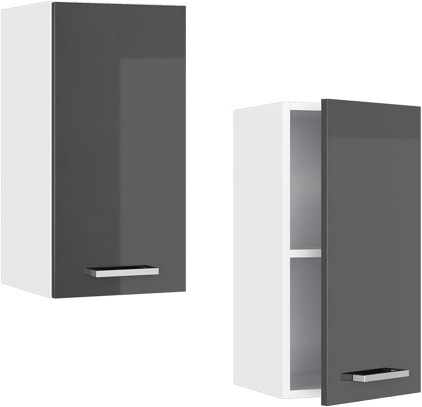 Vicco Hängeschrank R-Line, Anthrazit Hochglanz/Weiss, 30 cm Anthrazit Hochglanz Hängeschrank 30cm, A