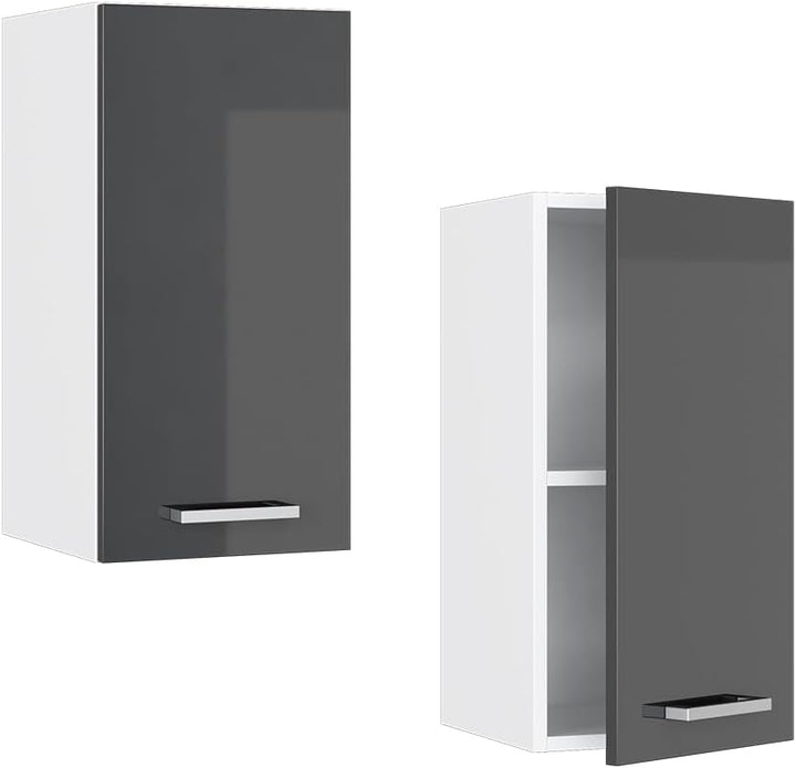Vicco Hängeschrank R-Line, Anthrazit Hochglanz/Weiss, 30 cm Anthrazit Hochglanz Hängeschrank 30cm, A