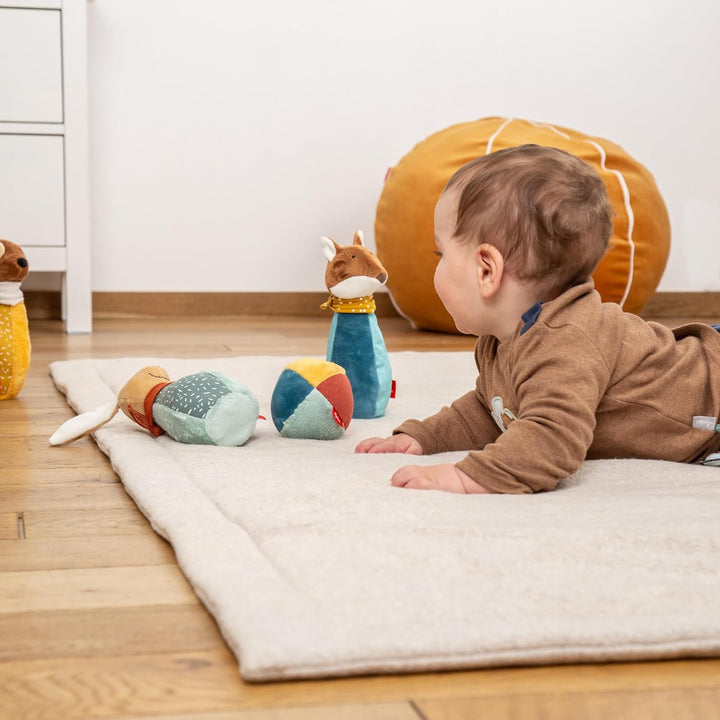 SIGIKID 43222 Soft-Kegelspiel, yellow für Mädchen und Jungen von 3 bis 36 Monaten Mehrfarbig/Kegelsp