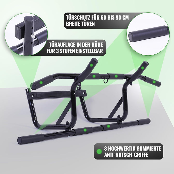 Klimmzugstange für Türrahmen, Ohne Bohren, 4 Griffmölichkeiten, Pull-up Bar für Türen von 60-90 cm m