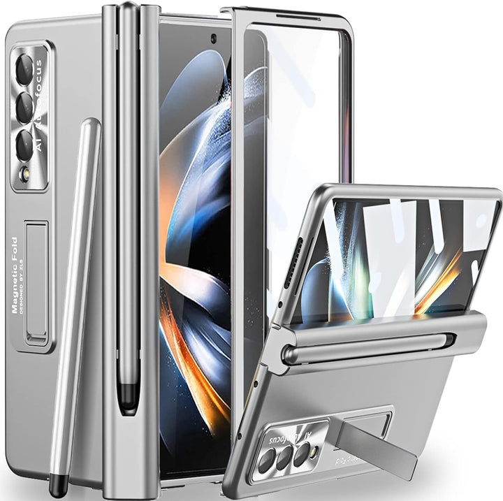 Miimall Kompatibel mit Samsung Galaxy Z Fold 4 Hülle mit S Pen+Displayschutz+Kameraschutz, [Scharnie