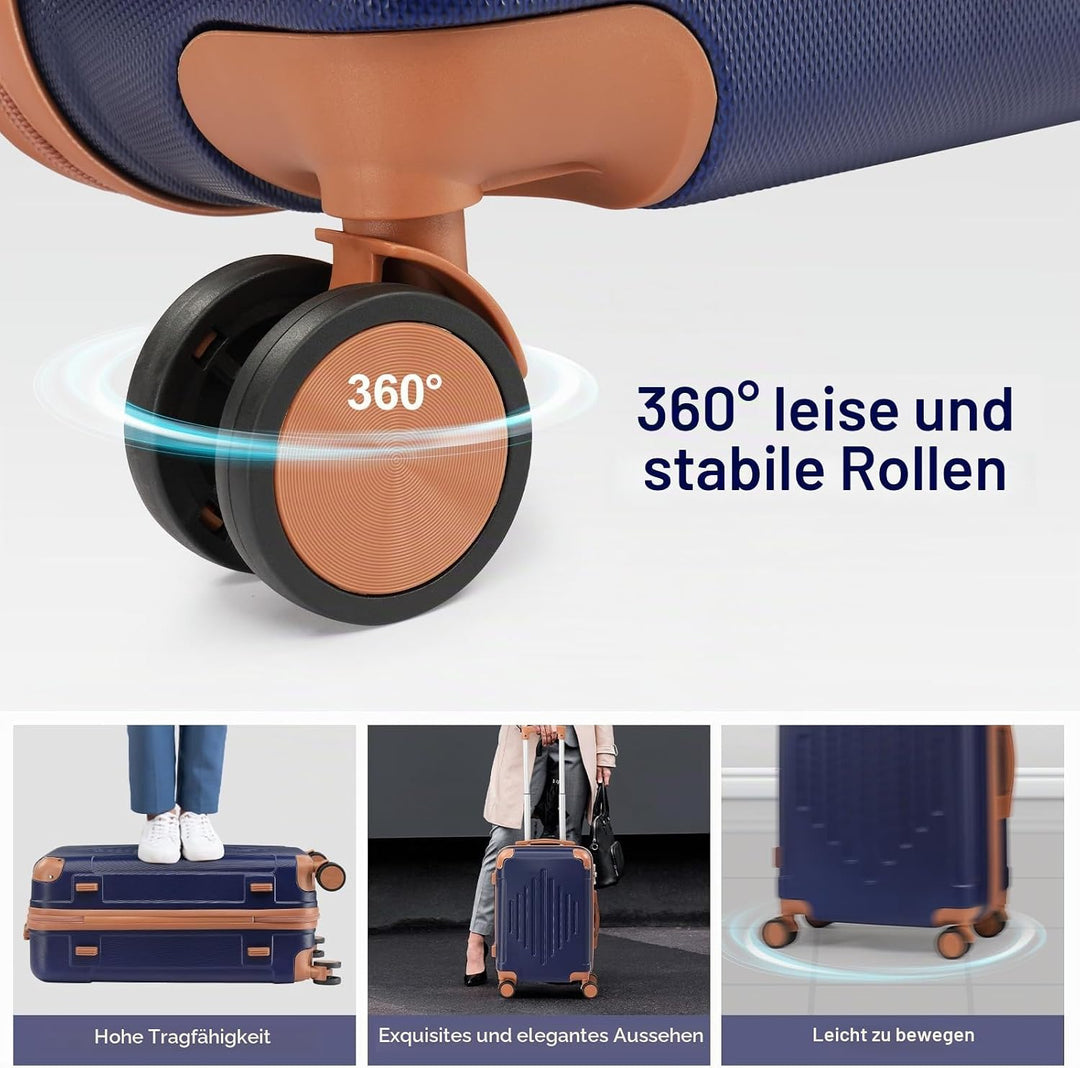 LEADZM Kofferset 3 teilig, Reisekoffer Set mit Eckenschutz, Koffer Set Hartschalen-Trolley aus ABS m