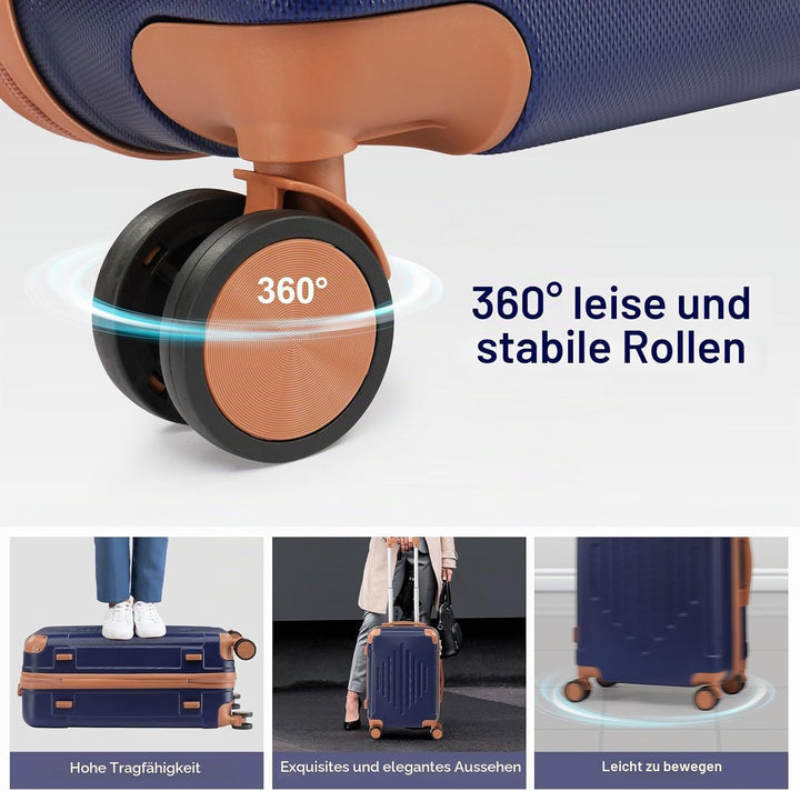 LEADZM Kofferset 3 teilig, Reisekoffer Set mit Eckenschutz, Koffer Set Hartschalen-Trolley aus ABS m