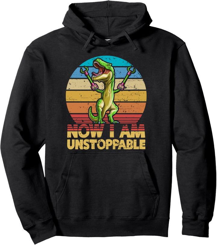Now I Am Unstoppable Retro Style T-Rex Vintage Dinosaurier Pullover Hoodie