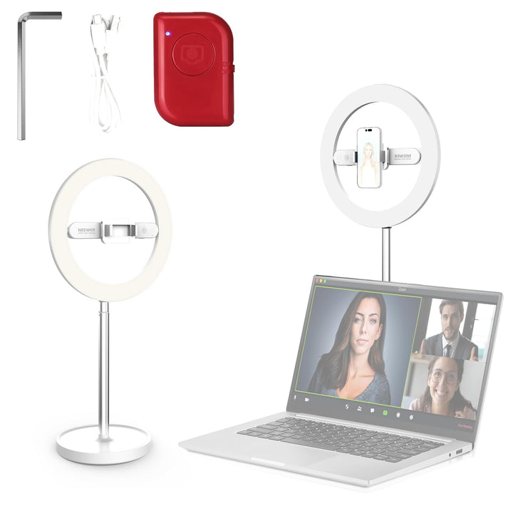 NEEWER Entry Level Version 10" 7W LED Selfie Ringlicht mit Tischständer/Phone Holder/3 Modi CRI85+ 3