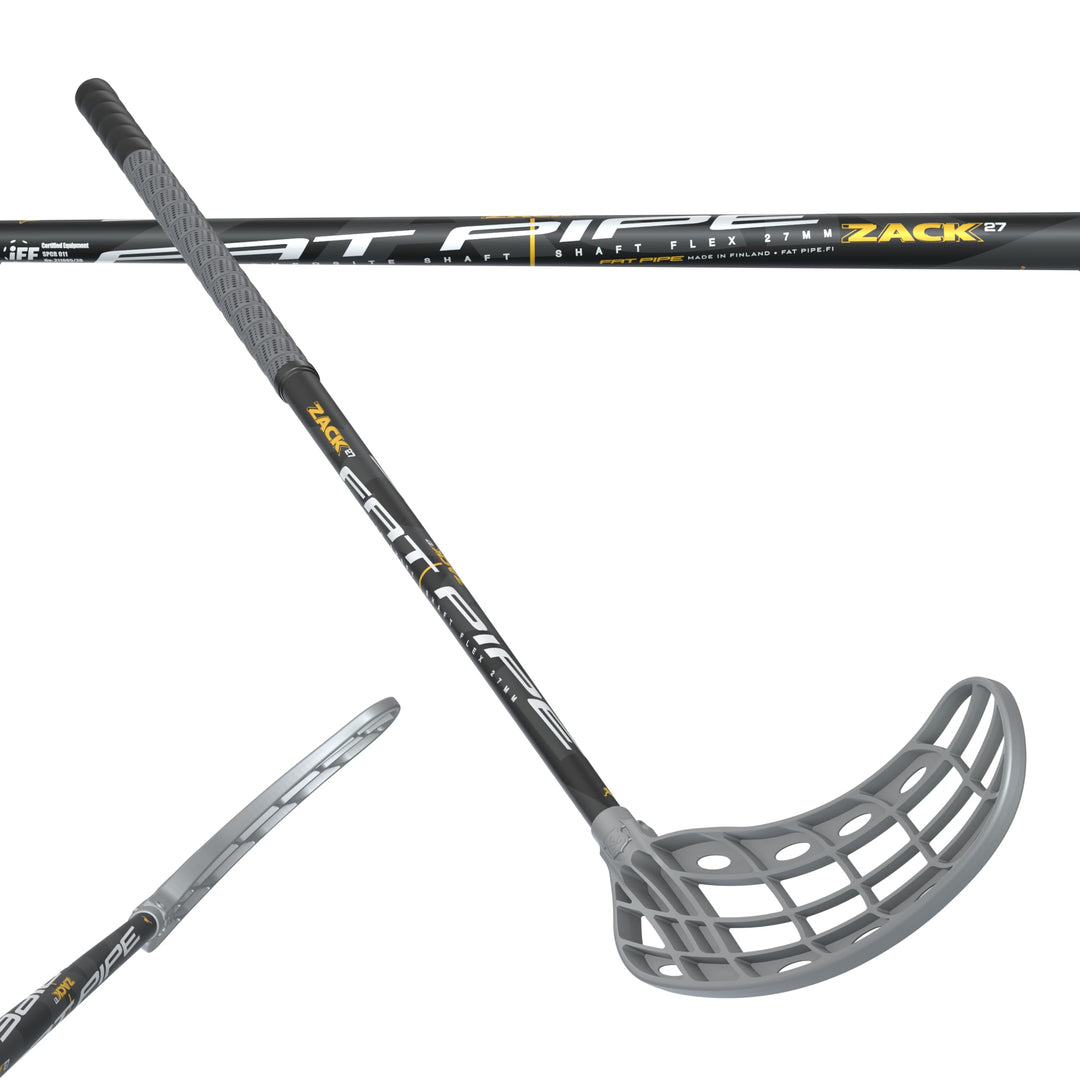 FAT PIPE Floorball Schläger Unihockey Stock Zack 27 ORC Black/Silver/Grey - IFF Zertifiziert, mit OR